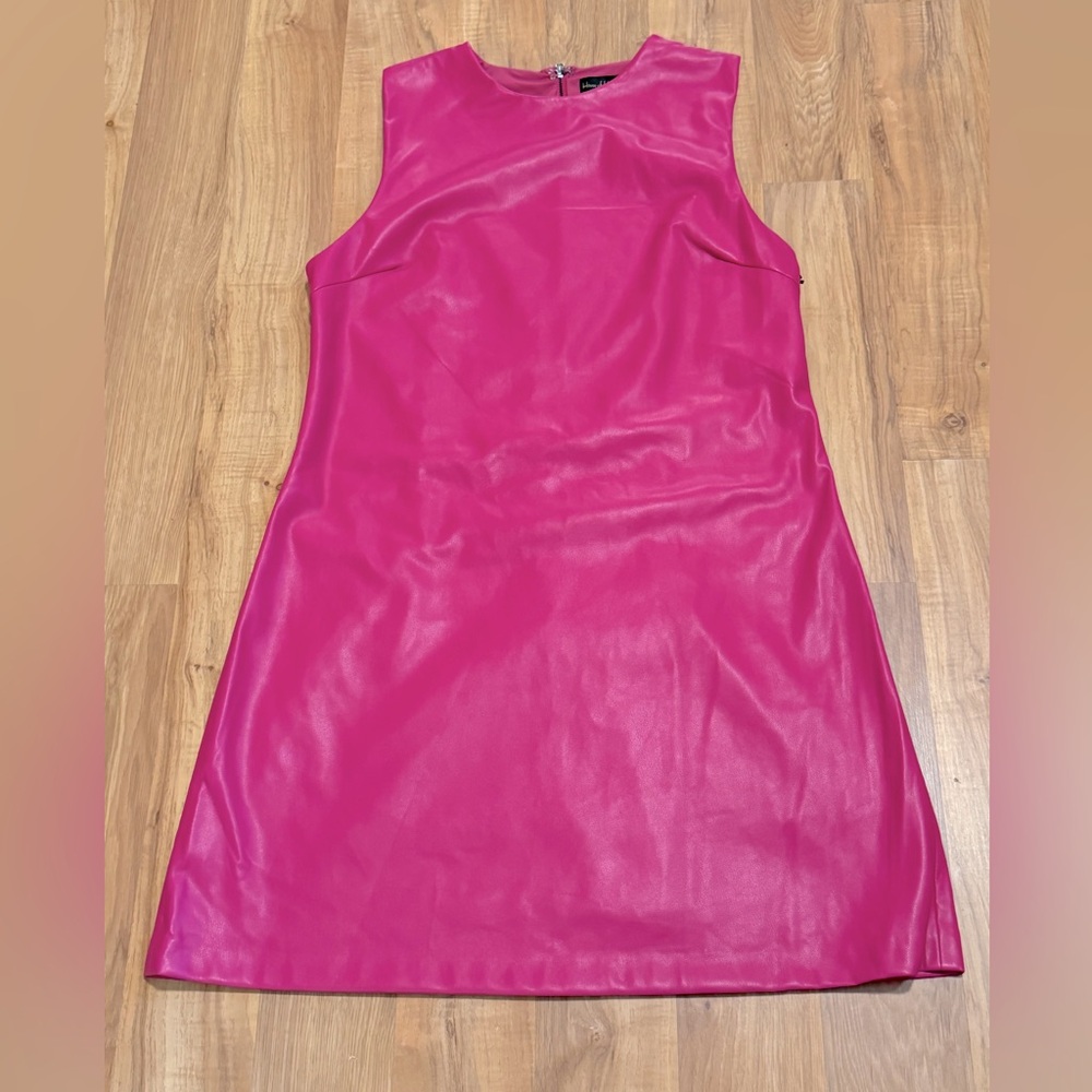 NWT House Of Harlow 1960 Pink Faux Leather Dress Size Large Festival Fuchsia